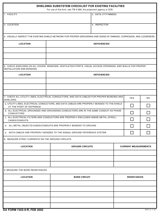 DA Form 7452-9-R form preview