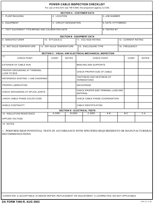 DA Form 7466-R form preview