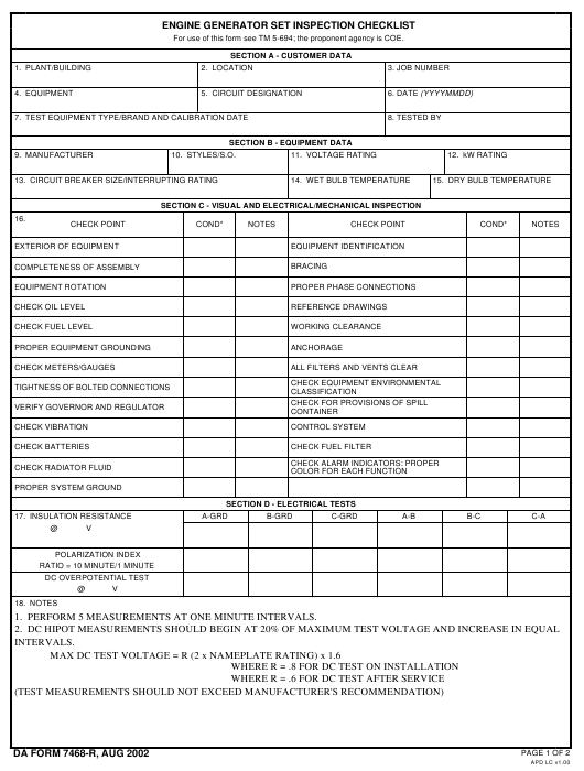 DA Form 7468-R form preview