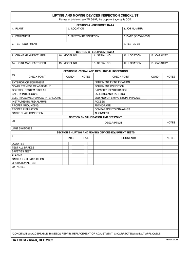 DA Form 7484-R form preview