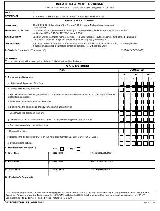 DA Form 7595-1-8 form preview