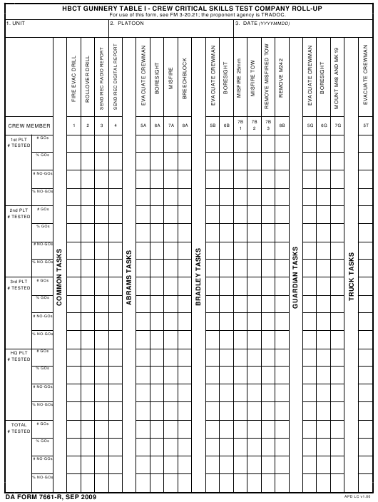 DA Form 7661-R form preview