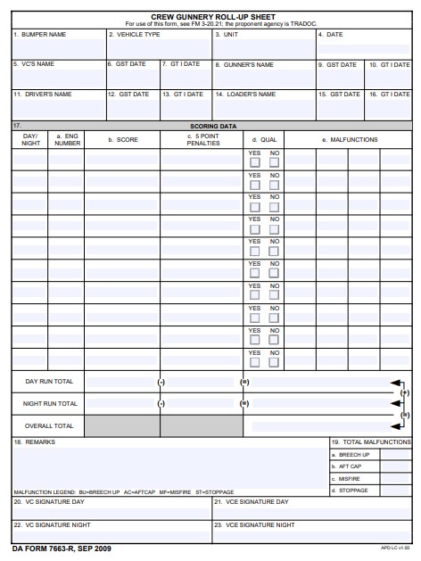 DA Form 7663-R form preview
