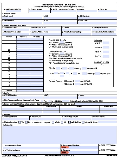 DA Form 7735 form preview