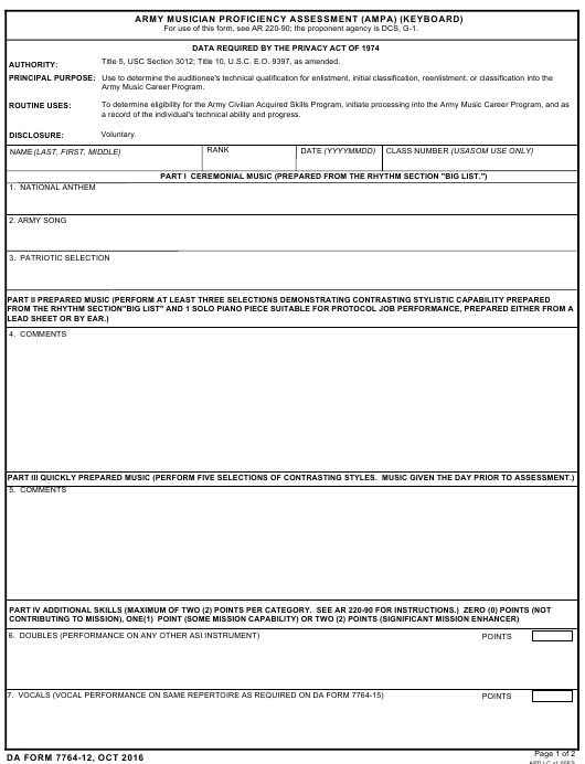 DA Form 7764-12 form preview