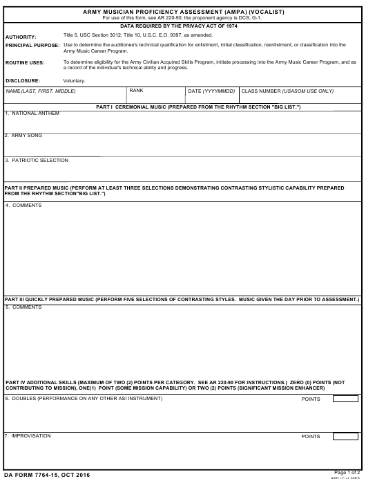 DA Form 7764-15 form preview