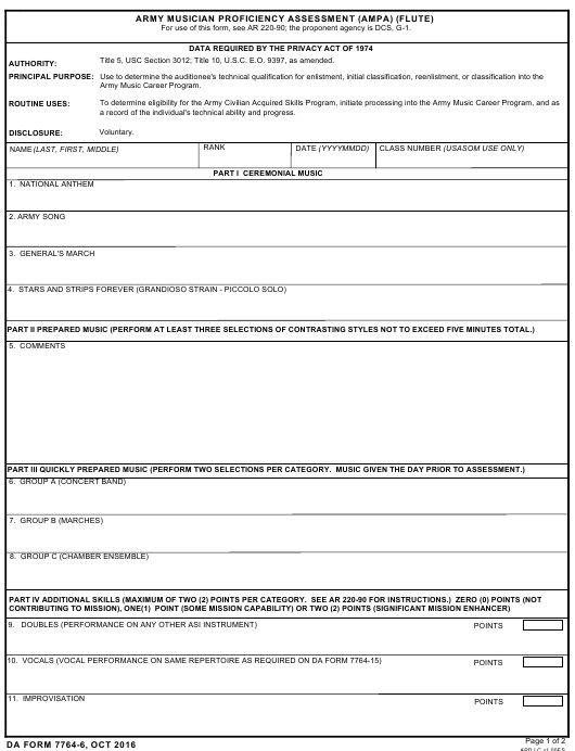 DA Form 7764-6 form preview