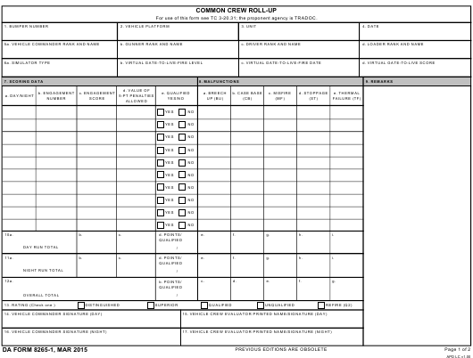 DA Form 8265-1 form preview