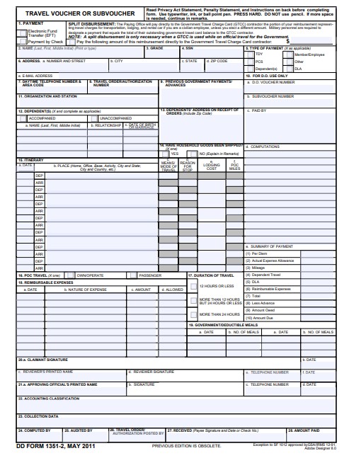 DD Form 1351-2 form preview