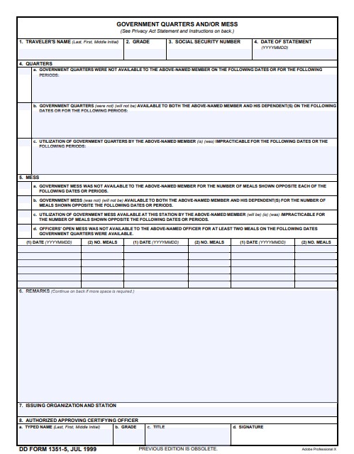 DD Form 1351-5 form preview