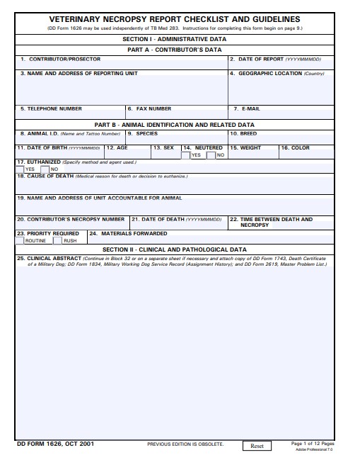 DD Form 1626 form preview