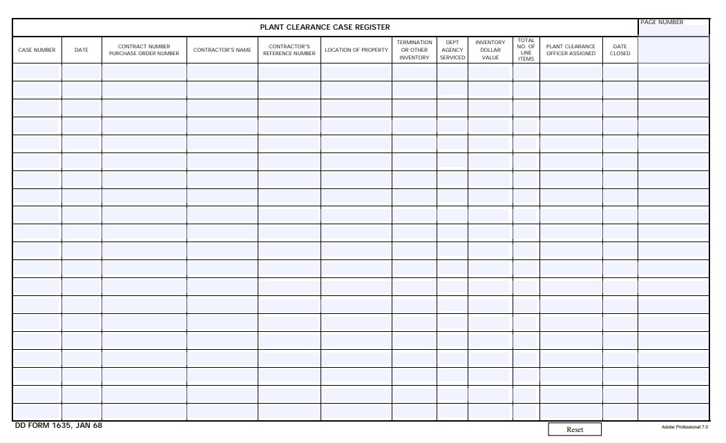 DD Form 1635 form preview