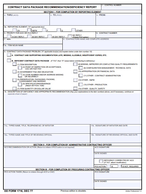 DD Form 1716 form preview