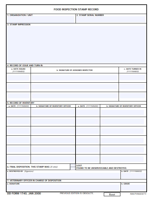 DD Form 1740 form preview