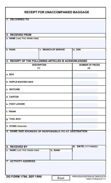 DD Form 1796 form preview