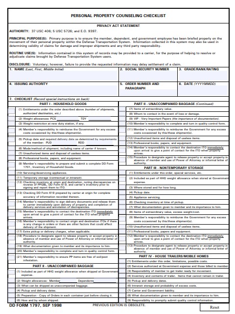 DD Form 1797 form preview