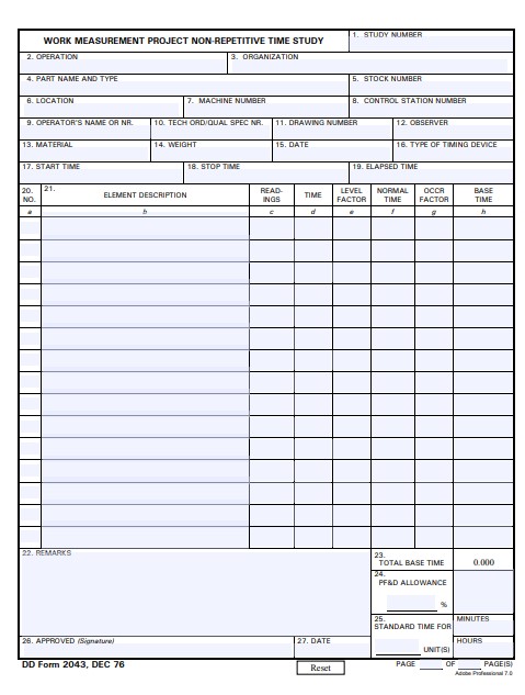 DD Form 2043 form preview