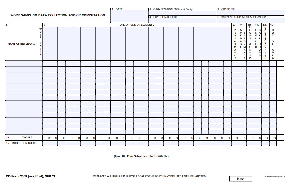 DD Form 2049 form preview
