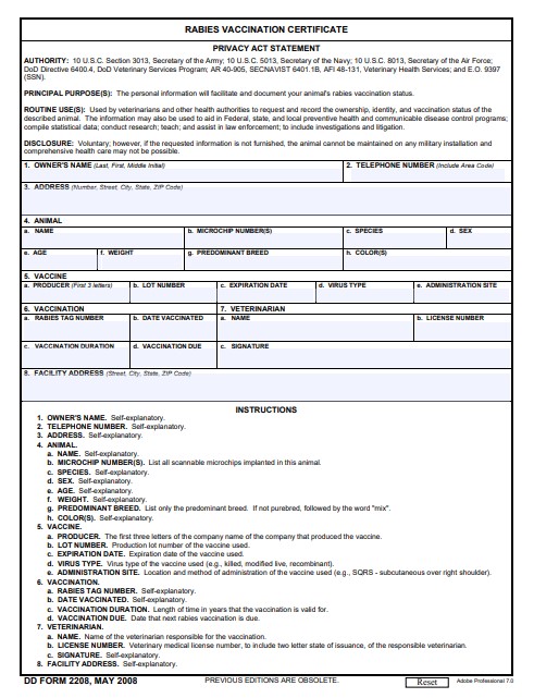 DD Form 2208 form preview