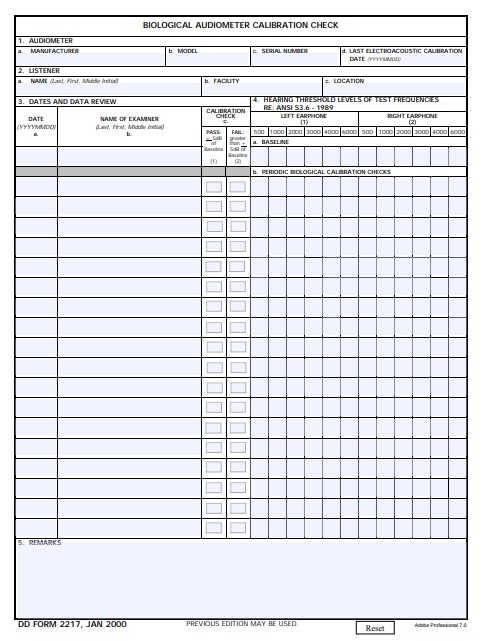 DD Form 2217 form preview
