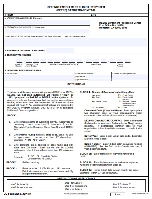 DD Form 2268 form preview