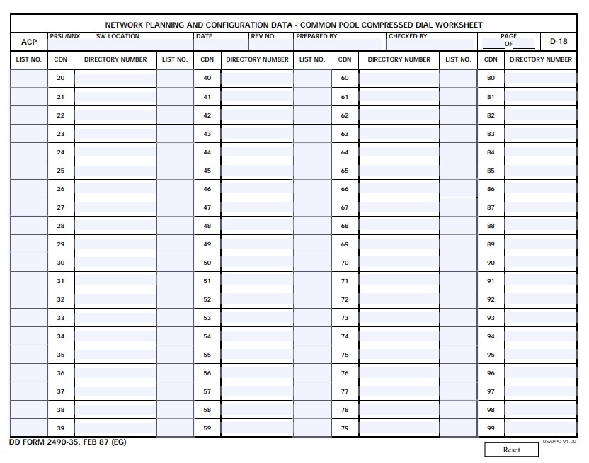 DD Form 2490-35 form preview