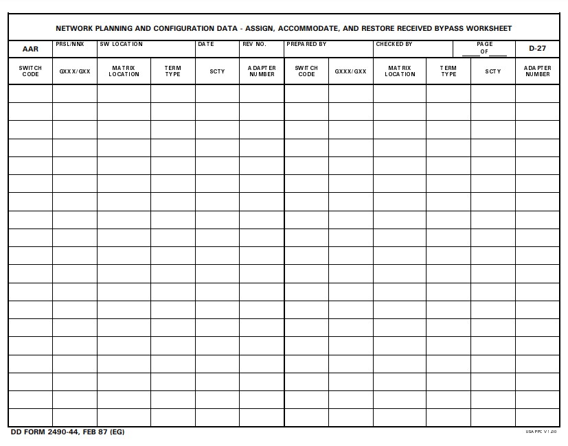 DD Form 2490-44 form preview