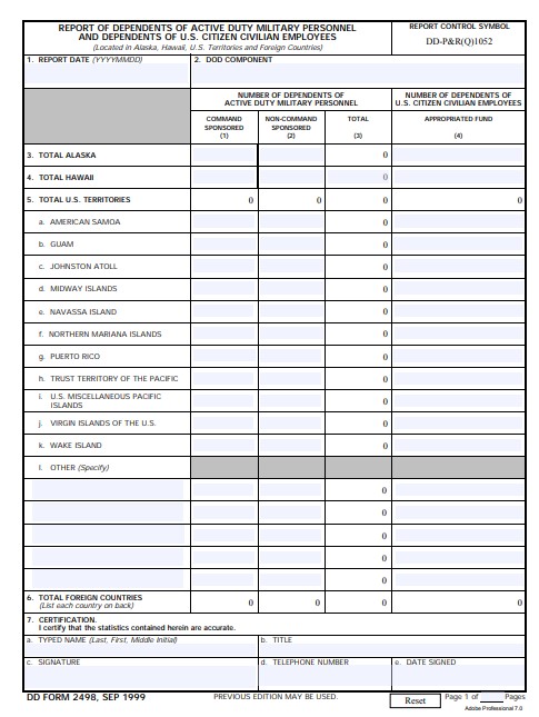 DD Form 2498 form preview