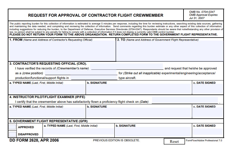 DD Form 2628 form preview