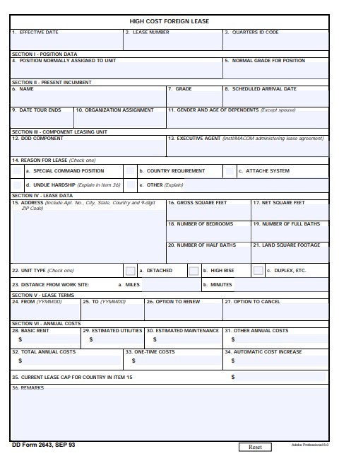 DD Form 2643 form preview