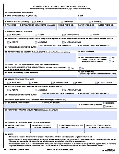 DD Form 2675 form preview
