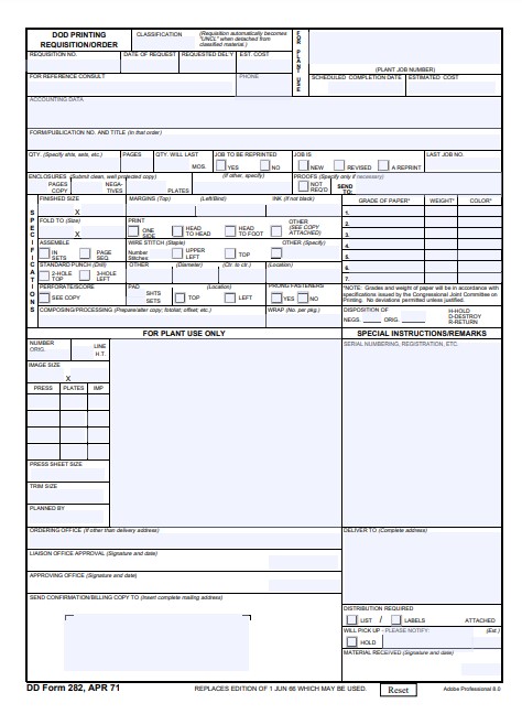 DD Form 282 form preview
