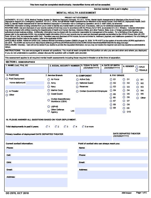 DD Form 2978 form preview