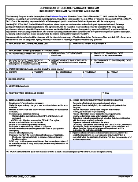 DD Form 3033 form preview