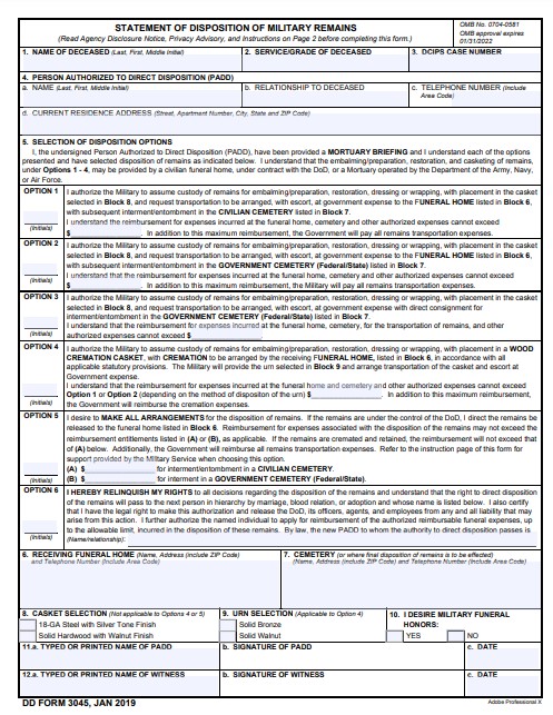 DD Form 3045 form preview