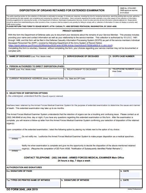 DD Form 3048 form preview