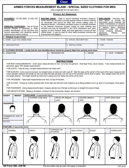 DD Form 358 form preview
