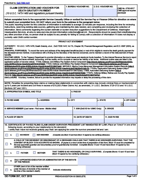 DD Form 397 form preview
