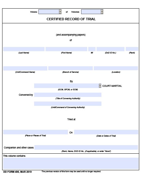DD Form 490 form preview