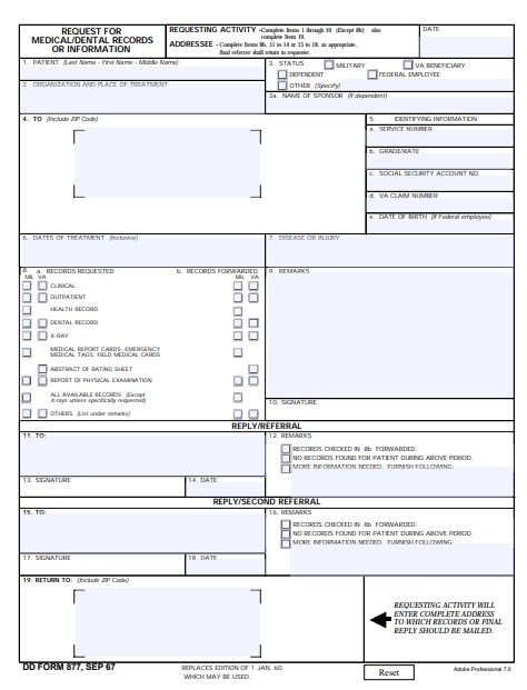 DD Form 877 form preview